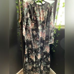 Long high-waisted floral dress